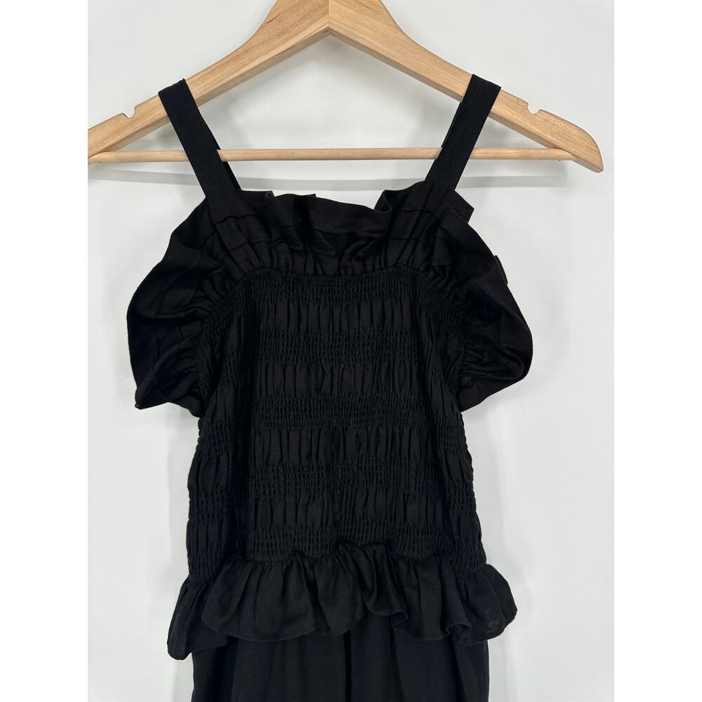 CHRISTY LYNN Venus Midi Dress Linen Blend Ruffle Smocked Sleeveless Slit Maxi - Picture 5 of 13